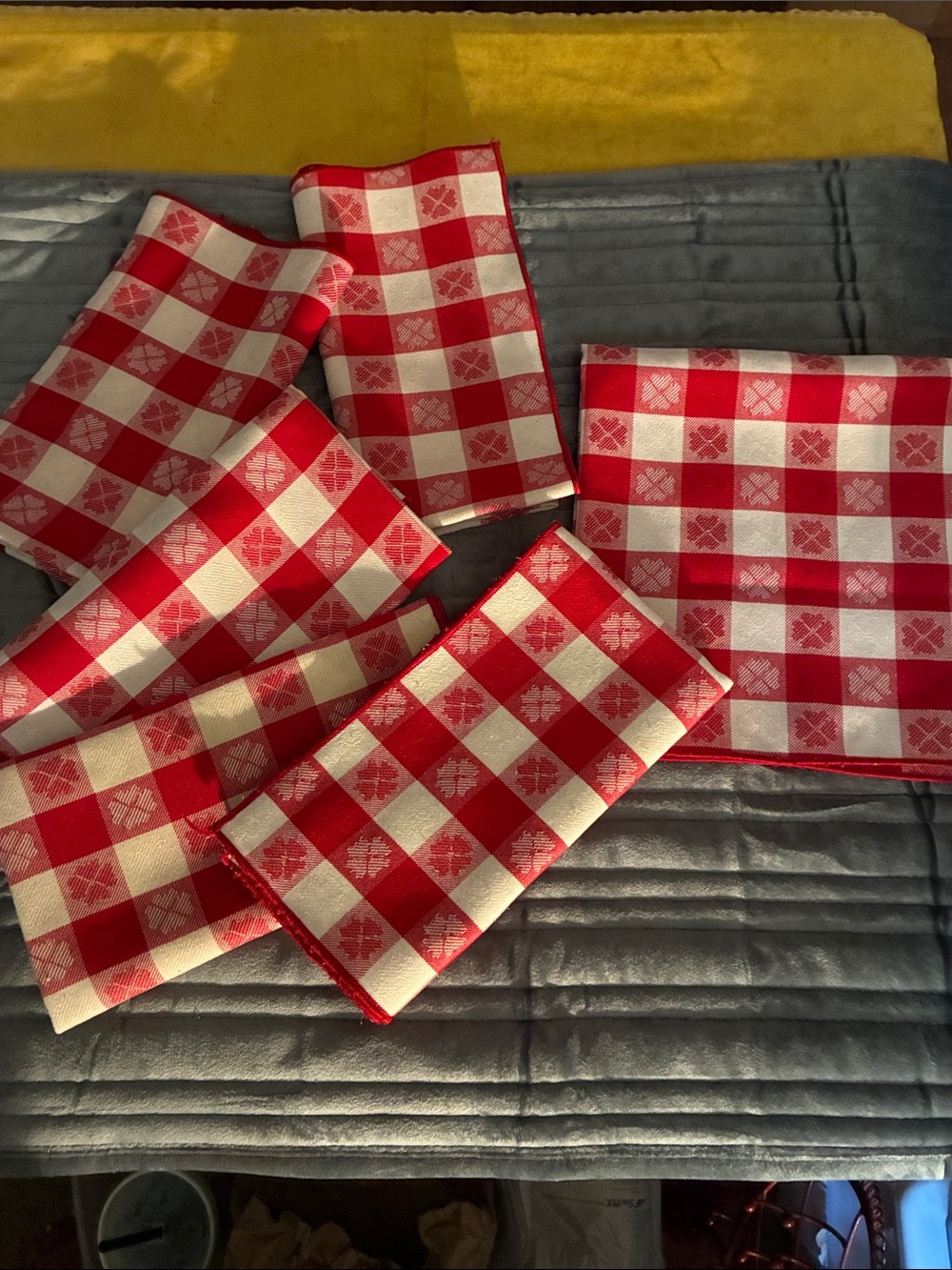 Red Gingham Cotton Napkin Set by